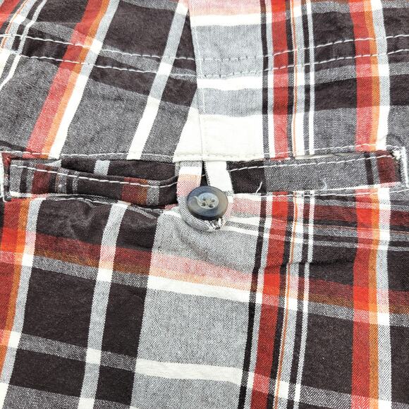 Mossimo Men's Flat Front Bermuda Shorts Size 32 Orange Plaid 100% Cotton Golf - Picture 6 of 12